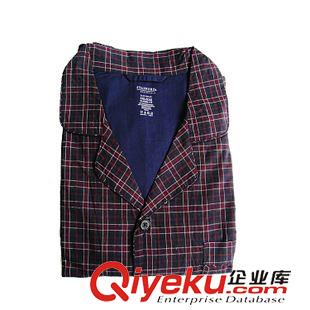 男女成人家居服／卡通圖案睡衣 新款男家居服套裝 外貿(mào)原單格子超大碼男士家居服二件套