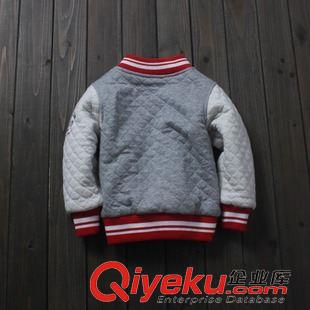 9.16上新 外貿童裝批發 2015秋冬新款 男童歐美風撞色刺繡加絨棉衣棒球衣原始圖片3