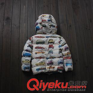 9.9上新 2015秋冬新款外套 外貿童裝批發(fā) 男童連帽加厚抓絨小汽車印花棉衣