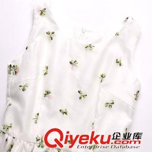 7.11號(hào)新款 2015夏新款甜美氣質(zhì)修身刺繡印花歐根紗潮無袖連衣裙蓬蓬裙