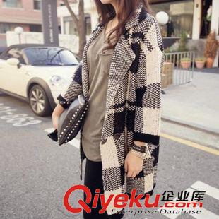 7.19號新款 秋裝新款 英倫風黑白格子寬松dp氣場針織衫毛衣外套 女 開衫