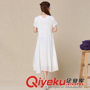 7.26號新款 2015夏新款女裝阿卡同款連衣裙古韻短袖棉麻長裙寬松版女士原始圖片2
