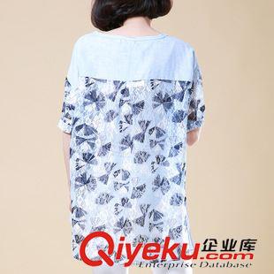 6.22號(hào)新款 素木原創(chuàng)精品大碼女裝 拼接寬松亞麻上衣 短袖棉麻蕾絲衫夏好質(zhì)量原始圖片2