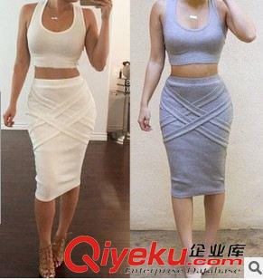 6.25號新款 2015速賣通爆款 兩件套無袖性感夜店裙 歐美夏季ebay繃帶裙原始圖片2