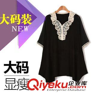 5.13號新款 加肥加大碼女裝斤 胖mm夏裝雪紡鏤空短袖歐美寬松連衣裙原始圖片3