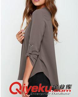 9月13號新款 2015年ebay外貿(mào)新款爆款V領(lǐng)襯衣女裝原始圖片3