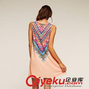 8月2號(hào)新款 速賣通爆款2015時(shí)尚歐洲站歐美新款印花亞馬遜爆款雪紡連衣裙原始圖片2