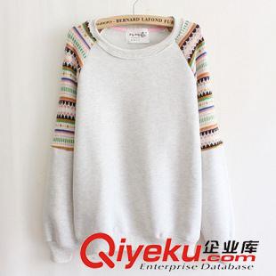 8月10號新款 2015新款秋冬 韓國版 刺繡針織 女式 抓絨衛衣絨衫 批發原始圖片2