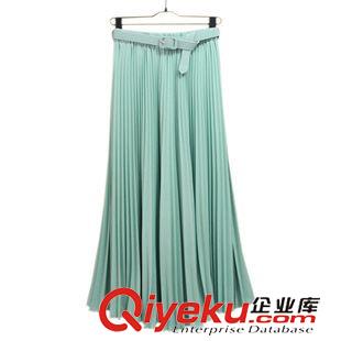 8月12號新款 2015歐風(fēng)韓版百褶裙雪紡長裙(送腰帶）原始圖片2