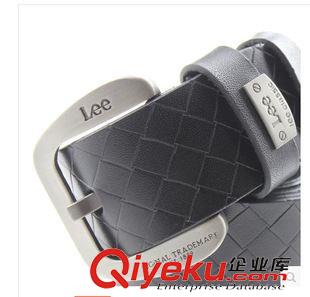 皮帶 飾品 廠家代理gd皮帶男士zp韓版潮男腰帶時(shí)尚單層格子花紋牛皮原始圖片2