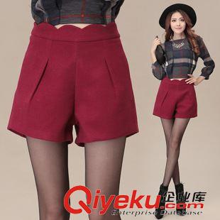 9.16 歐洲站秋季2015新款女裝大碼時(shí)尚闊腿高腰呢子短褲毛呢短褲靴褲原始圖片2