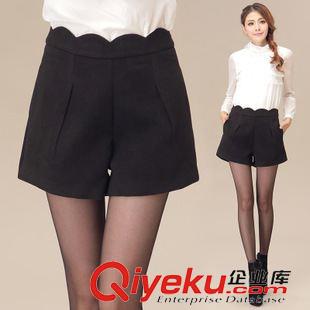9.16 歐洲站秋季2015新款女裝大碼時(shí)尚闊腿高腰呢子短褲毛呢短褲靴褲原始圖片3