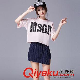 8月新品時(shí)裝周 2015夏裝新品歐洲站時(shí)尚潮流MSGM字母全棉寬松大碼印花衛(wèi)衣