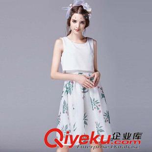2015年6月10日 代理夏裝新品時尚歐州站無袖印花品牌女裝連衣裙淘寶代發貨源直銷原始圖片2