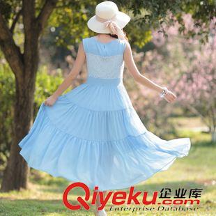2015年4月10日 女裝代理夏季新款時(shí)尚韓版潮流無袖仙女收腰大擺裙雪紡連衣裙原始圖片3