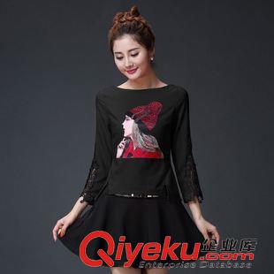 2015年3月30日 一手貨源女裝代理年春夏新款女人花圖案蕾絲氣質(zhì)兩件套連衣裙原始圖片2
