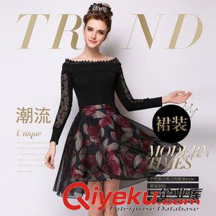 春夏連衣裙 代理夏裝新款潮流繡花長裙韓版淑女修身收腰裙歐根紗刺繡連衣裙女