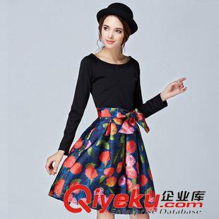 秋冬連衣裙 秋季gd歐美品牌女裝氣質(zhì)顯瘦長袖拼接毛呢連衣裙女實體批發(fā)代理