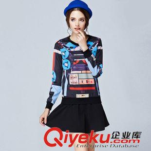 秋冬連衣裙 歐洲站秋季女裝印花長(zhǎng)袖氣質(zhì)修身顯瘦短裙微信代理加盟實(shí)體店批發(fā)原始圖片3