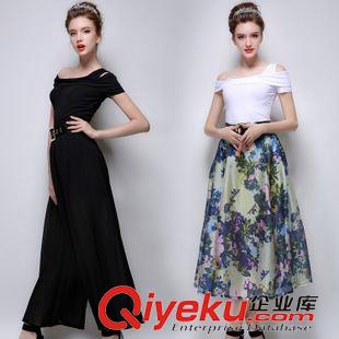 短袖（無袖） 2015夏季新款歐洲站時尚一字領(lǐng)dp修身上衣性感百搭漏肩短袖T恤原始圖片3