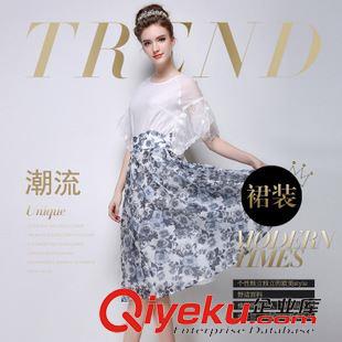 中長(zhǎng)裙 2015秋季新款歐洲站時(shí)尚大牌氣質(zhì)花朵半身裙潮流修身百搭蓬蓬裙原始圖片2