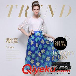 中長(zhǎng)裙 2015秋季新款歐洲站時(shí)尚大牌氣質(zhì)花朵半身裙潮流修身百搭蓬蓬裙