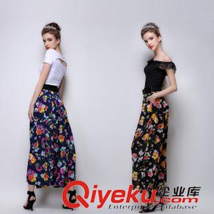 休閑褲 2015夏季新款歐洲站時尚dp氣質闊腿褲潮流時尚花色百搭高腰長褲原始圖片3