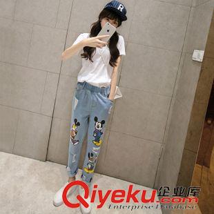 牛仔褲 2015秋裝新品時(shí)尚潮流哈倫褲牛仔褲長(zhǎng)小腳潮褲寬松bf風(fēng)圖案卡通原始圖片2