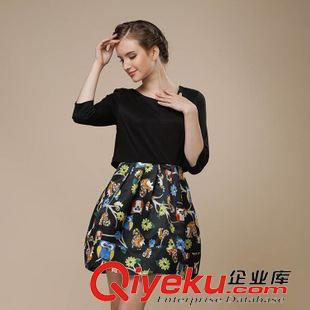 熱銷 一件代發(fā)歐洲站七分袖女裝圓領(lǐng)修身氣質(zhì)蓬蓬裙連衣裙代理微信貨源原始圖片3