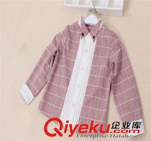 9月新品 外貿(mào)童裝批發(fā) 歐韓 男童長(zhǎng)袖襯衫 格子襯衣 15秋新款