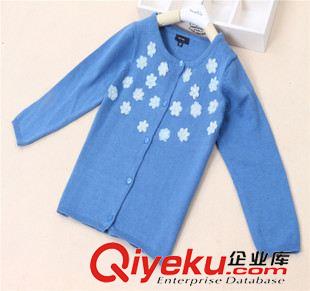 9月新品 外贸童装批发 花朵 纯色儿童毛衣开衫 欧韩长袖童开衫外套 秋新品