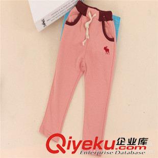 2015秋款新品 15秋季韓版外貿童裝批發(fā) 休閑 刺繡小鹿男女童褲 純棉衛(wèi)褲原始圖片2