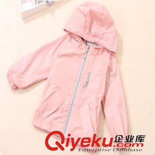 2015秋款新品 欧美外贸童装批发 秋款 防雨绸连帽 拉链外套 开衫 女童