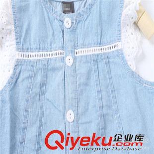 連衣裙  半身裙  短裙 吊帶裙 15夏裝新款歐美 外貿(mào)童裝 歐美女童水洗牛仔花邊背心裙 牛仔童裙原始圖片3