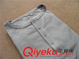 家居服 外貿(mào)日單 男士純棉華夫格領(lǐng)口帶扣商務(wù)休閑長(zhǎng)袖T原始圖片2