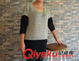 8月新品5 外貿韓版三色花線拼色圓領套頭罩衫原始圖片2