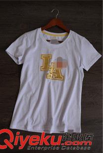 7月新品 外貿(mào)原單女t恤 純棉LA燙金黑白t恤 簡(jiǎn)約時(shí)尚  熱 賣原始圖片3