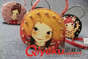 6月新品3 女孩鉚釘印花手提斜跨蘋果小包原始圖片3