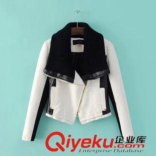 10月04日更新 $Q1 歐風美 秋冬pu皮拼針織袖大毛領皮衣批發 3160原始圖片2