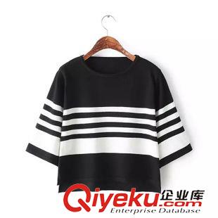長期供貨區(qū) #ZE5  降價跑量 七分袖黑白條紋針織上衣批發(fā) 1927原始圖片2