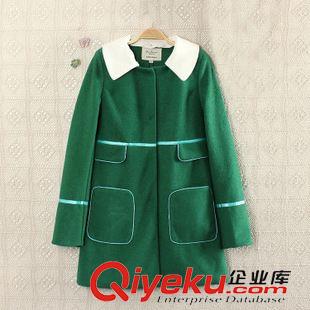 有驚喜年底清倉(cāng)區(qū) $ZT1 歐美風(fēng) 專(zhuān)柜同款翻領(lǐng)拼色毛呢大衣批發(fā)X2369原始圖片2