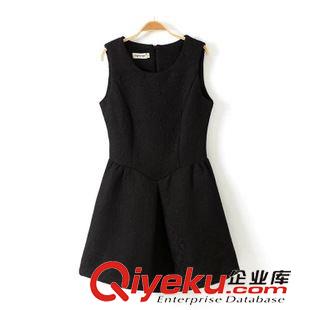 連衣裙 $A 歐美秋冬新品時尚高品質提花無袖背心連衣裙批發 X8098