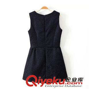 連衣裙 $A 歐美秋冬新品時尚高品質提花無袖背心連衣裙批發 X8098