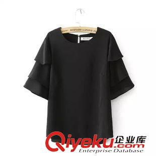 雪紡/蕾絲衫 $ZF3 歐美風 袖子三層袖雪紡圓通套頭衫批發 X9830原始圖片2