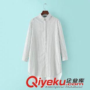 T恤/襯衫 JA 歐風美 日韓風休閑百搭長款拼色格子襯衫批發 2808