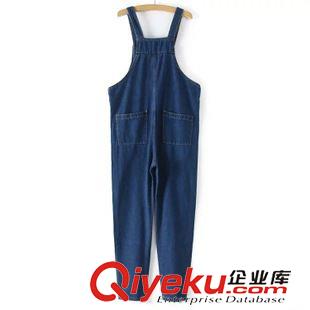 背帶褲 $ZB 歐風美 兩口袋寬松百搭牛仔背帶褲批發 2826原始圖片2