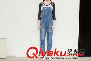 背帶褲 $A 歐美風(fēng) 趙薇同款撞色背帶牛仔褲批發(fā) 2088原始圖片2