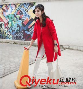 9月18號(hào)新款發(fā)布 2015秋季新品高質(zhì)量兩色A字寬松外套翻領(lǐng)長款工裝風(fēng)衣女 K163原始圖片3