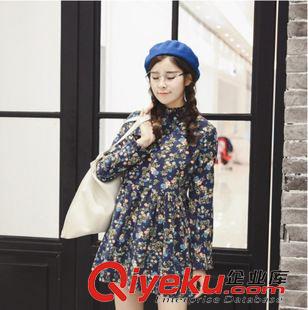 9月18號(hào)新款發(fā)布 2015秋裝新品長(zhǎng)袖印花裙立領(lǐng)碎花連衣裙短裙子 K169原始圖片2