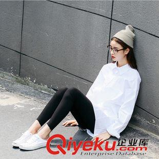 9月17號新款發(fā)布 2015秋冬純色排扣簡約百搭中長款翻領長袖襯衫襯衣 女 P526原始圖片2